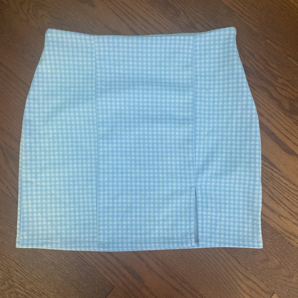 Forever 21 Plaid Mini Skirt Size Small Blue and White